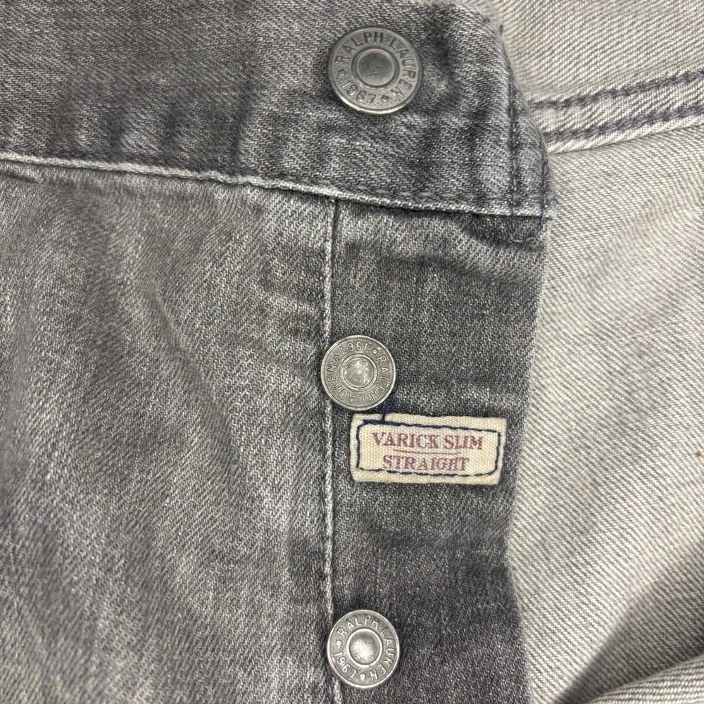 Polo Ralph Lauren Jeans Mens 36 32 Grey Varick Slim Straight Fit Button Fly - Picture 6 of 15
